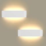 Lightess 2er Wandlampen LED Innen Modern Wandleuchten Weiss Up Down Licht Wandbeleuchtung Warmweiss Treppenhuas Beleuchtung 16W IP44 für Wohnzimmer Schlafzimmer Flur Treppen usw, aus Aluminium