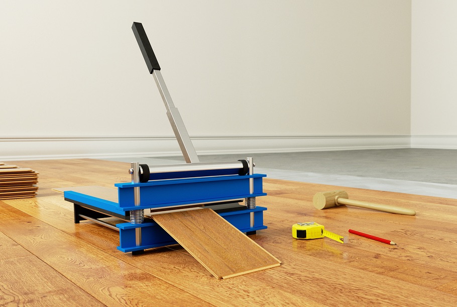 Laminate Cutter For Laminate Laying During Renovation In An Empty Room (3d Rendering)